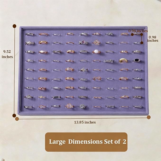 Large Velvet Jewelry Tray 2 Pack Stackable Jewelry Display Drawer Inserts Trays - Image 6