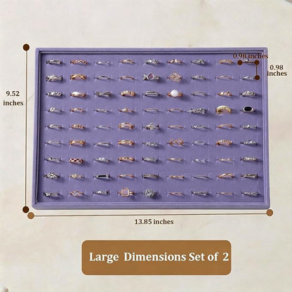 Large Velvet Jewelry Tray 2 Pack Stackable Jewelry Display Drawer Inserts Trays - Image 6