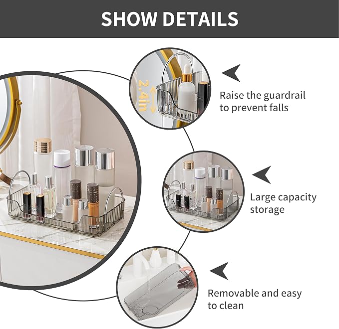 YCIA&DONE Bathroom Organizer Countertop, Makeup Storage, Skincare Cosmetic Tray - Image 3