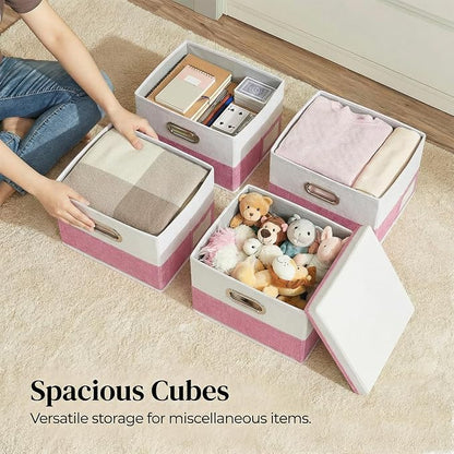 PRANDOM Storage Bins with Lids Linen Fabric Foldable Storage Boxes Organizer - Image 3