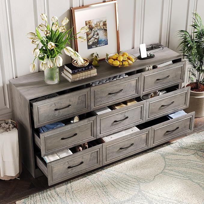 Fameill Dresser for Bedroom, 9 Drawer Wide Dresser Organizer by Fameill