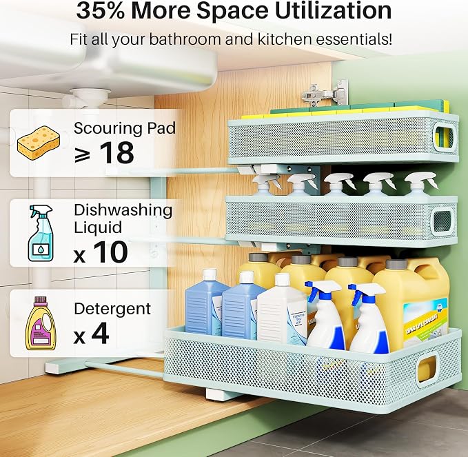 Under Sink Organizer, Slide out Storage Drawer Rack - Image 4