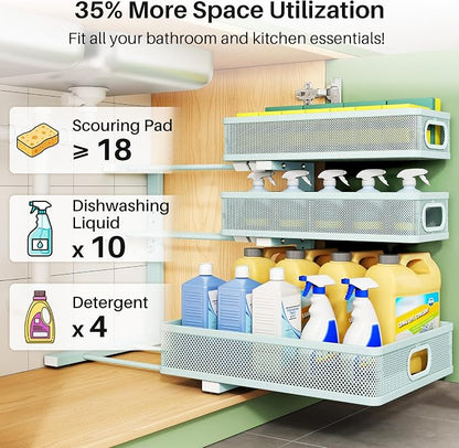 Under Sink Organizer, Slide out Storage Drawer Rack - Image 4
