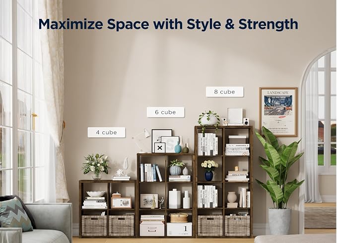 6 Cube Storage Organizer, 2x3 Cube Bookshelf, Cubby Storage Shelf, Wooden - Image 5