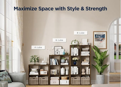 6 Cube Storage Organizer, 2x3 Cube Bookshelf, Cubby Storage Shelf, Wooden - Image 5