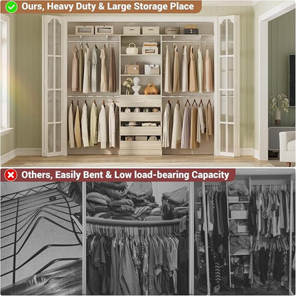 Aheaplus Closet System with 4 Drawers, 8FT Wood Closet Organizer System - Image 6