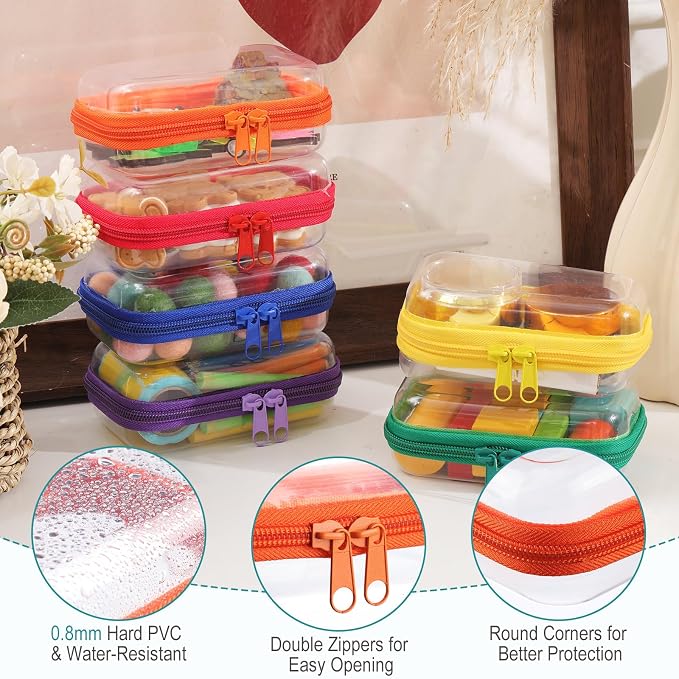 Sanwuta 6 Pcs Clear Hard Zipper Case Pencil Pouches Hard Plastic Zipper Pouches - Image 3