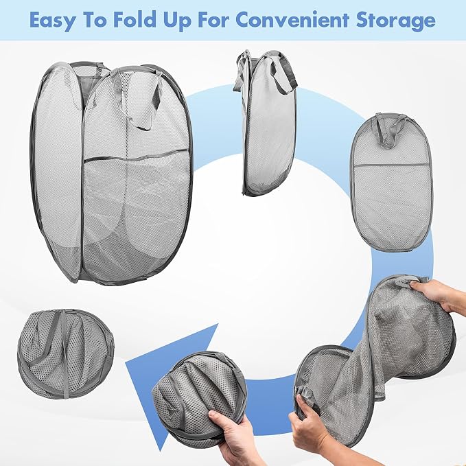 DUCOO Pop Up Laundry Hamper, 70L Collapsible Mesh Laundry Basket - Image 5
