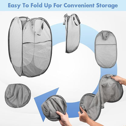 DUCOO Pop Up Laundry Hamper, 70L Collapsible Mesh Laundry Basket - Image 5