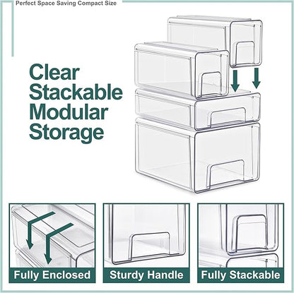Sorbus Large Clear Stackable Storage Drawers 4-Pack Plastic Organizer Bins - Image 5