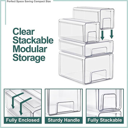 Sorbus Large Clear Stackable Storage Drawers – 2-Pack Plastic Organizer Bins - Image 5