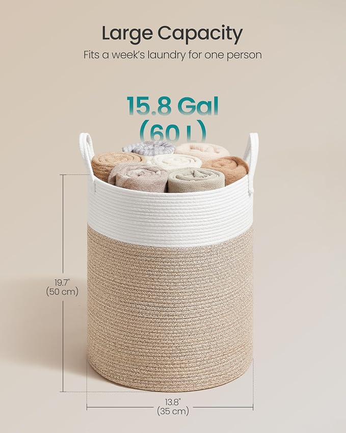 SONGMICS Laundry Hamper, Cotton Rope Laundry Basket - Image 5