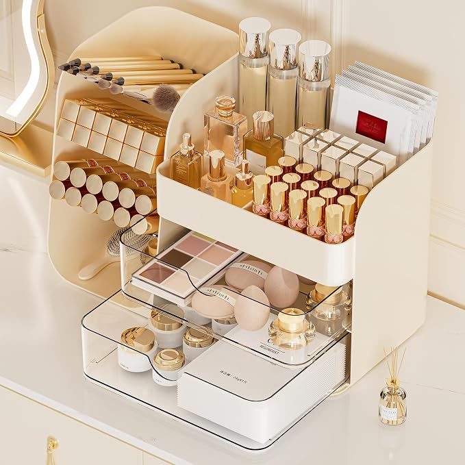Makeup Organizer with 2 M Drawers & Brush Holders - Image 4
