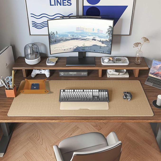 DAWNTREES Dual Sided Desk Mat, Leather Desk Pad, Cork Desk Mat Protector - Image 7