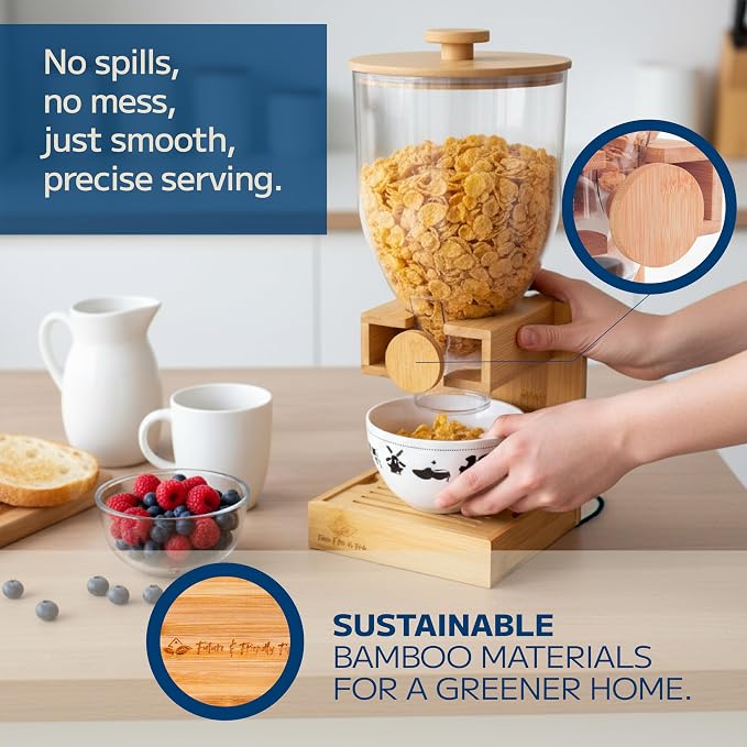 Bamboo Dispenser 3.5Liters, Cereal Dispenser, Storage Container, Snack Bar - Image 3