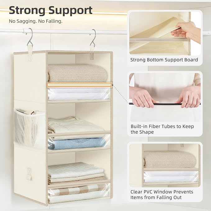 STORAGE MANIAC 6-Shelf Hanging Closet Organizer and Storage, 2 Separable - Image 5