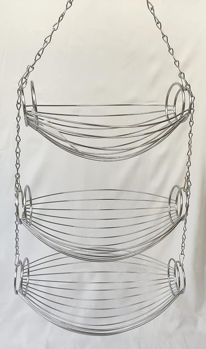 3 Tier Fruit Bowl Fruit Basket for Kitchen, Hanging Kitchen Storage Organizer - Image 5