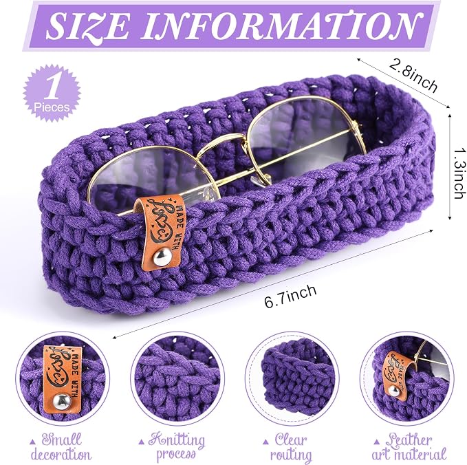 Tioncy Eyeglasses Holder for Nightstand Wool Anti Scratch Desk Bedside Knit - Image 2