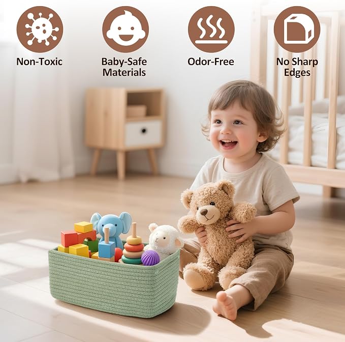 5-Pack Small Woven Rope Storage Baskets, 2 Sizes Organizer Bins | Fabric Cube - Image 4