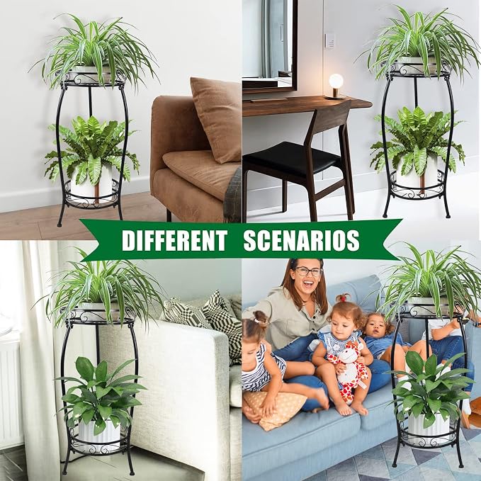 MOCORY Plant Stand Indoor Outdoor 2 Tier 25" Tall Metal Potted Holder Flower - Image 6