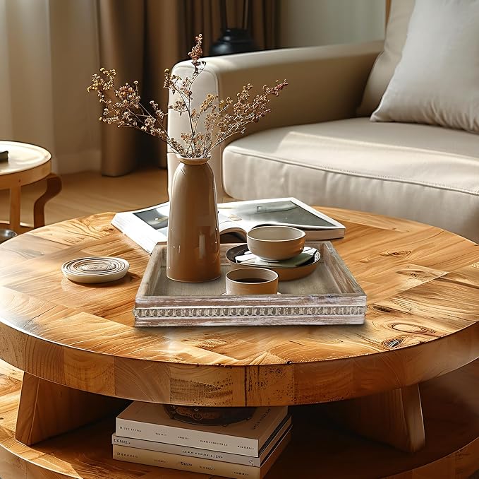 MAONAME Wood Serving Tray, Farmhouse Wooden Tray - Image 5