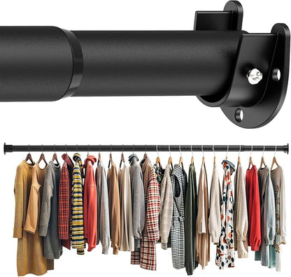 Closet Rod 50-87 Inches, Adjustable Heavy Duty Metal Black Closet Rods by Unknown