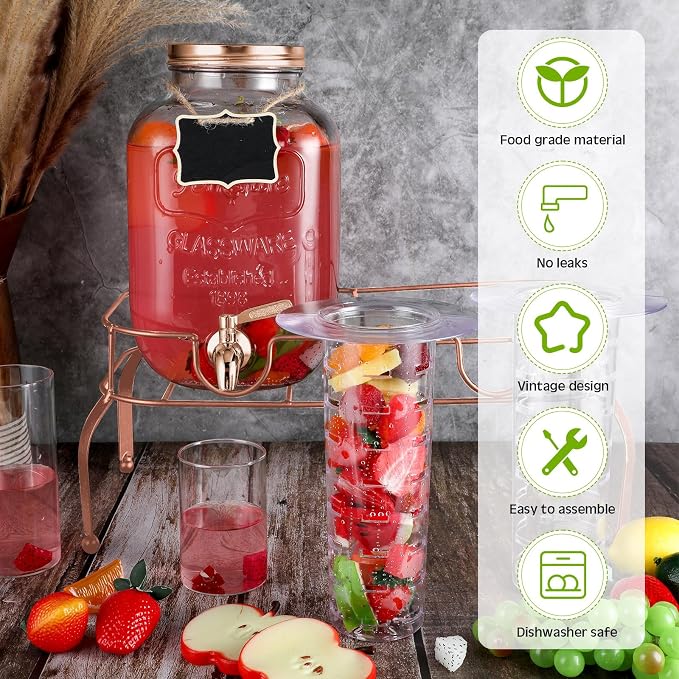 Lallisa 2 Pcs 2 Gallon Glass Drink Dispenser - Image 5