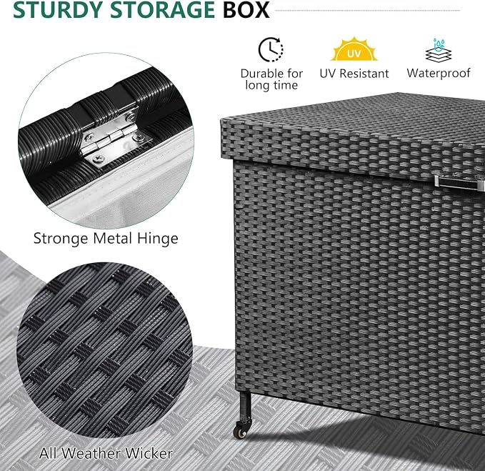AVAWING 240 Gallon Wicker Deck Box - Image 6