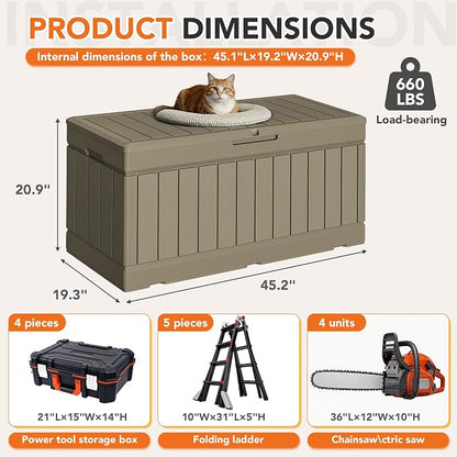 78 Gallon Deck Box Outdoor Indoor Waterproof Storage Box - Image 7