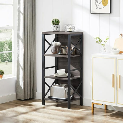 Small Bookshelf, 4 Tier Industrial Bookcase - Image 4