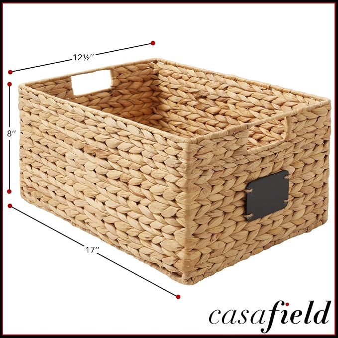 Casafield Set of 2 Water Hyacinth Pantry Baskets, 12-1/2" x 17" x 8", - Image 7