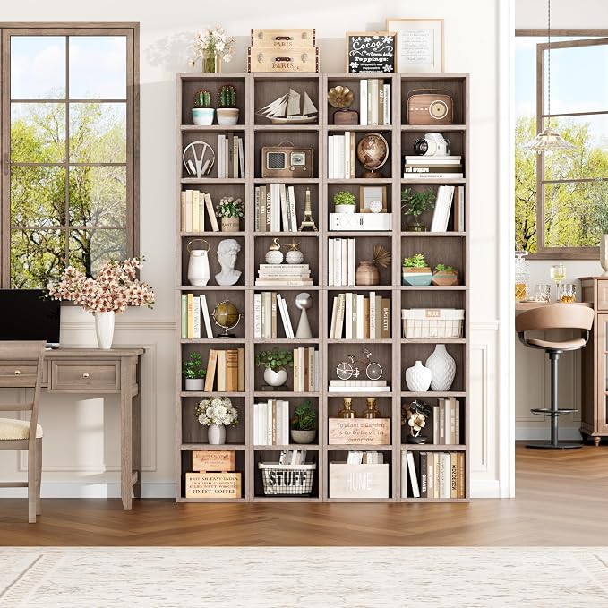 FOTOSOK Bookshelf Bookcase 8-Tier Narrow Bookshelf Tall CD Media Tower Rack | - Image 2