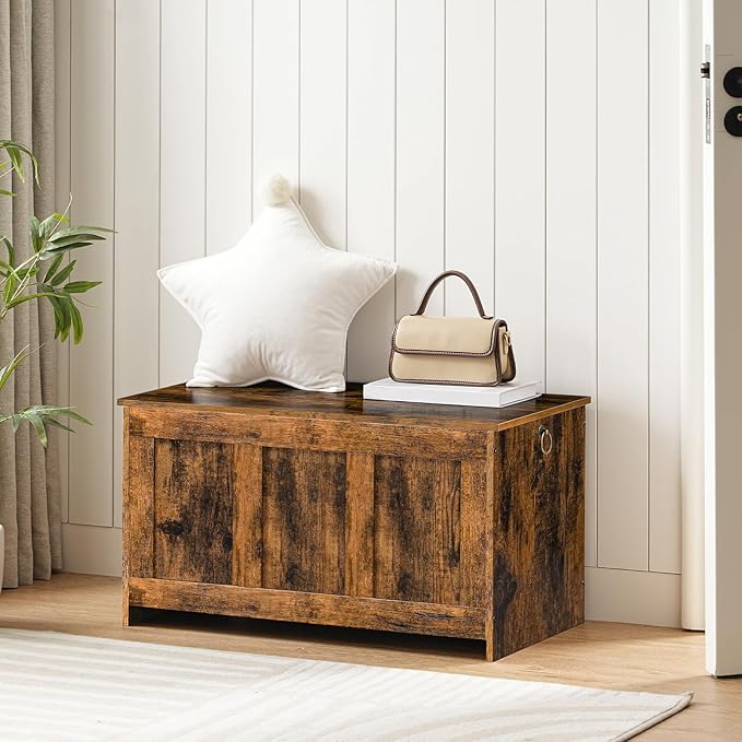HOOBRO Storage Bench, 29.5" Retro Wooden Storage Chest, Wooden Storage Trunk - Image 4