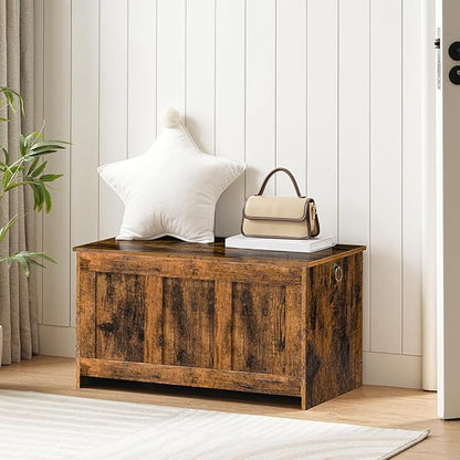HOOBRO Storage Bench, 29.5" Retro Wooden Storage Chest, Wooden Storage Trunk - Image 4