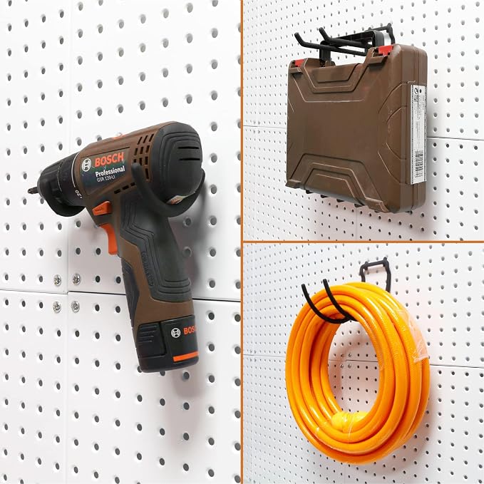 HUHOLE Pegboard Drill Holder, Peg Board Utility Hooks, 8 Pack Heavy Duty Peg - Image 7