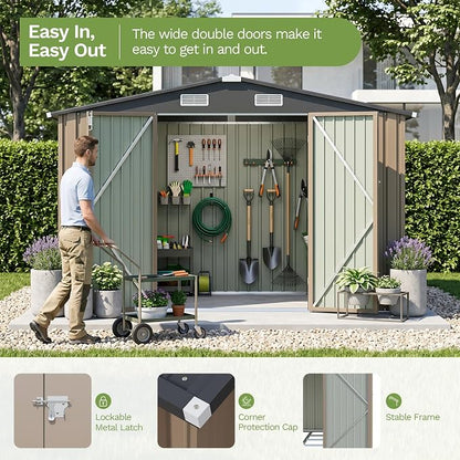 Patiowell 10x12 FT Metal Storage Shed, Heavy-Duty Outdoor Storage - Image 3