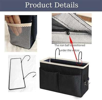 Bedside Caddy Bedside Hanging Storage Basket Multi-Function Organizer Caddy - Image 3
