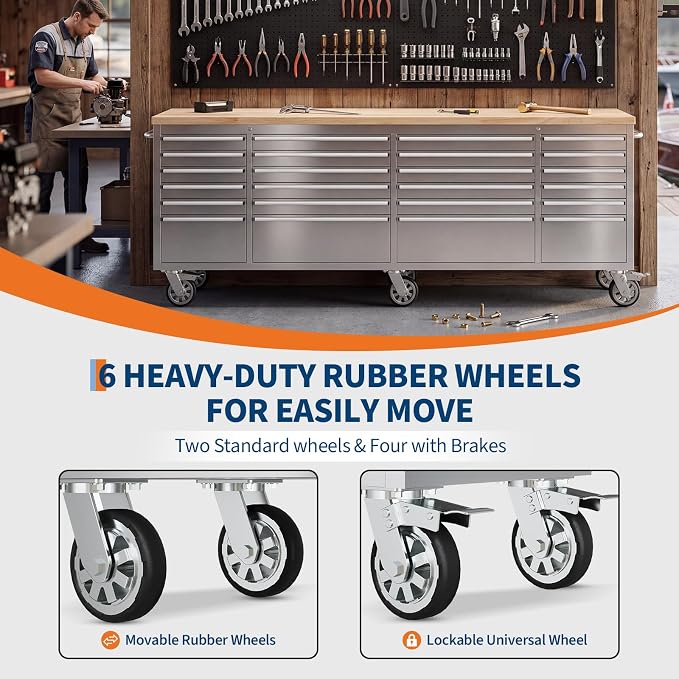 GarveeTech 96-Inch Heavy-Duty Rolling Tool Chest & Mobile Workbench, 24 Drawers - Image 4