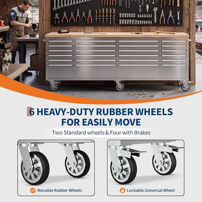 GarveeTech 96-Inch Heavy-Duty Rolling Tool Chest & Mobile Workbench, 24 Drawers - Image 4