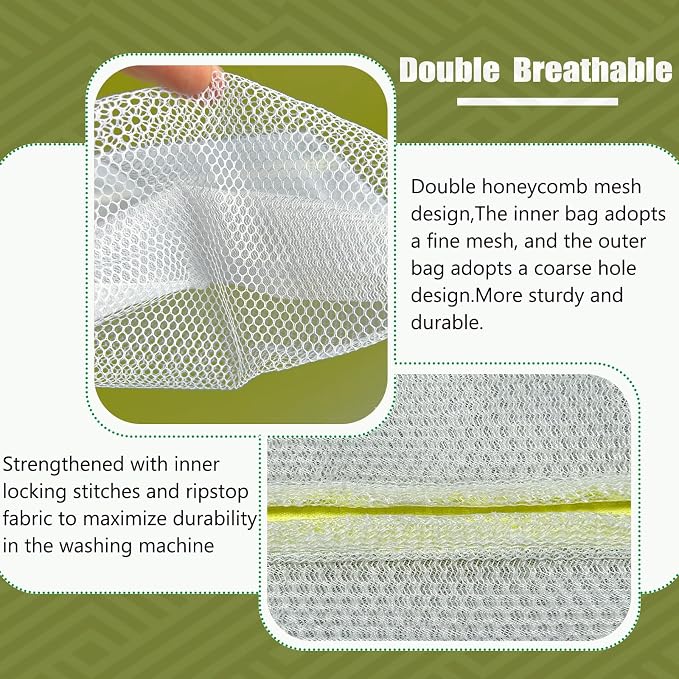 10 Pcs Laundry Bags Mesh Wash Bags, Premium Durable Double-Layer Honeycomb Mesh - Image 2