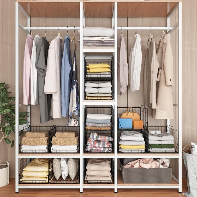 Stackable Closet Organizers and Storage Bins 4 Pack, Sturdy Metal Clothes - Image 9
