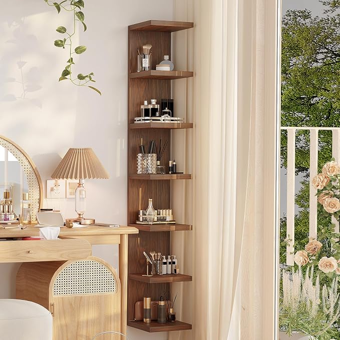 LitaEther Wood Wall Shelf Units, 7 Tier Lack Floating Shelves, Rustic Bookshelf - Image 5