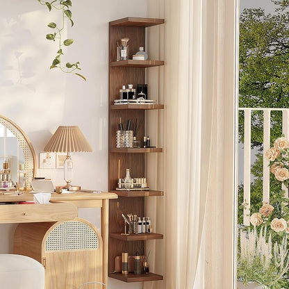 LitaEther Wood Wall Shelf Units, 7 Tier Lack Floating Shelves, Rustic Bookshelf - Image 5