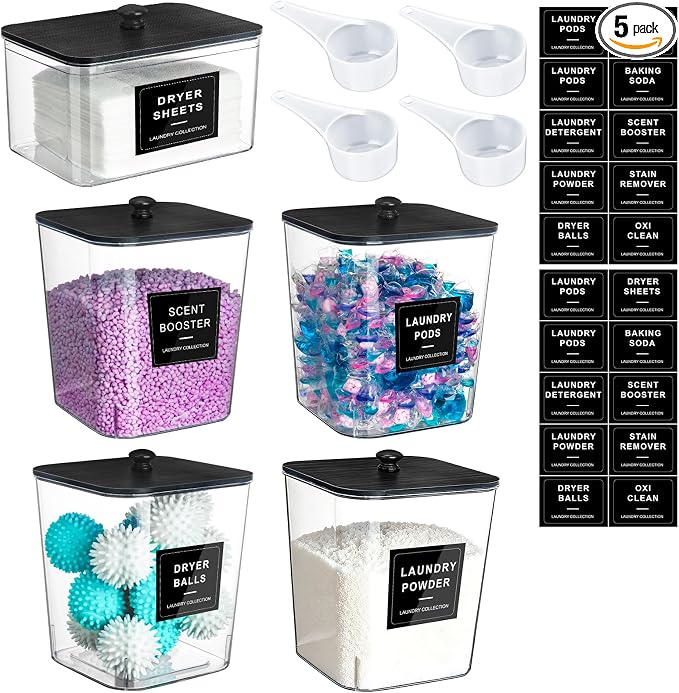 5 Pack Laundry Pods Container, Large Laundry Detergent Powder Storage by Unknown