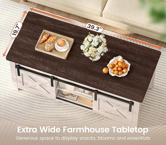 SEDETA Lift Top Coffee Table, Farmhouse Lift Tabletop Dining Table, Gas Spring - Image 5