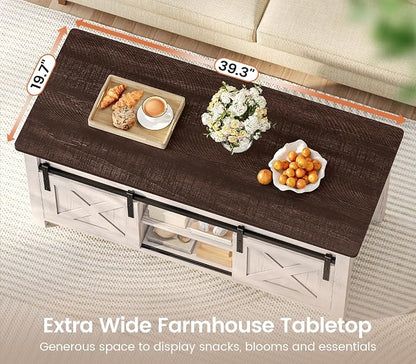 SEDETA Lift Top Coffee Table, Farmhouse Lift Tabletop Dining Table, Gas Spring - Image 5