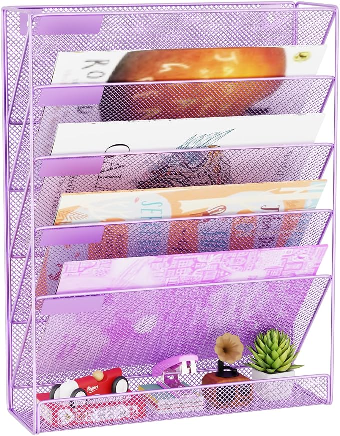 Wall File Organizer Holder Mesh Hanging Paper Document Holder, Vertical 6 by GDINDINFAN