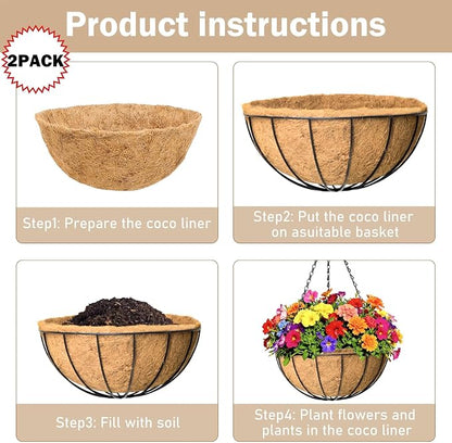 2 Pack 12 inch Hanging Baskets Planter - Image 2