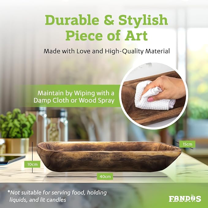 FANDOS Wooden Dough Bowl for Decor - Image 4