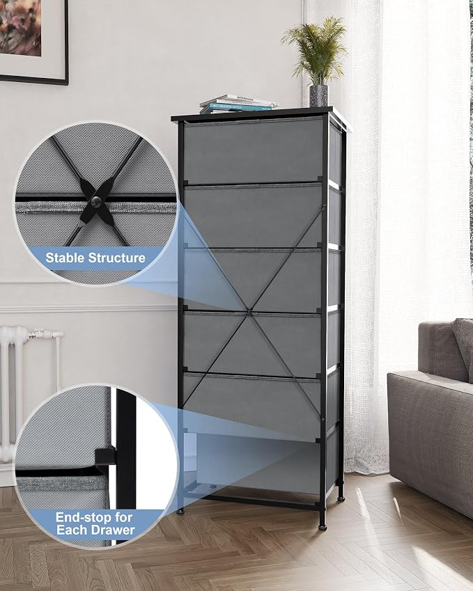 Tall 6-Drawer Fabric Dresser Tower - Image 7